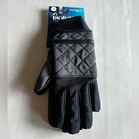 Isotoner black and gray smart touch gloves Size Small/Medium made in France - Picture 1 of 10